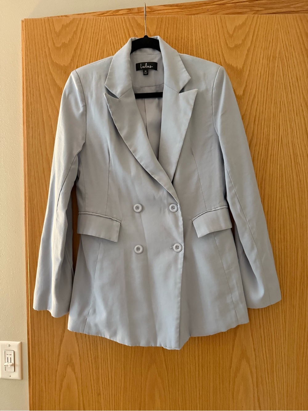 Lulu's Pale Blue Double-Breasted Blazer